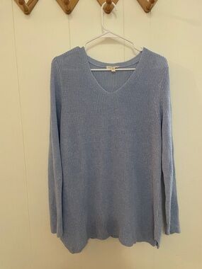 Eileen Fisher Light Blue Knit Long Sleeve Sweater Top